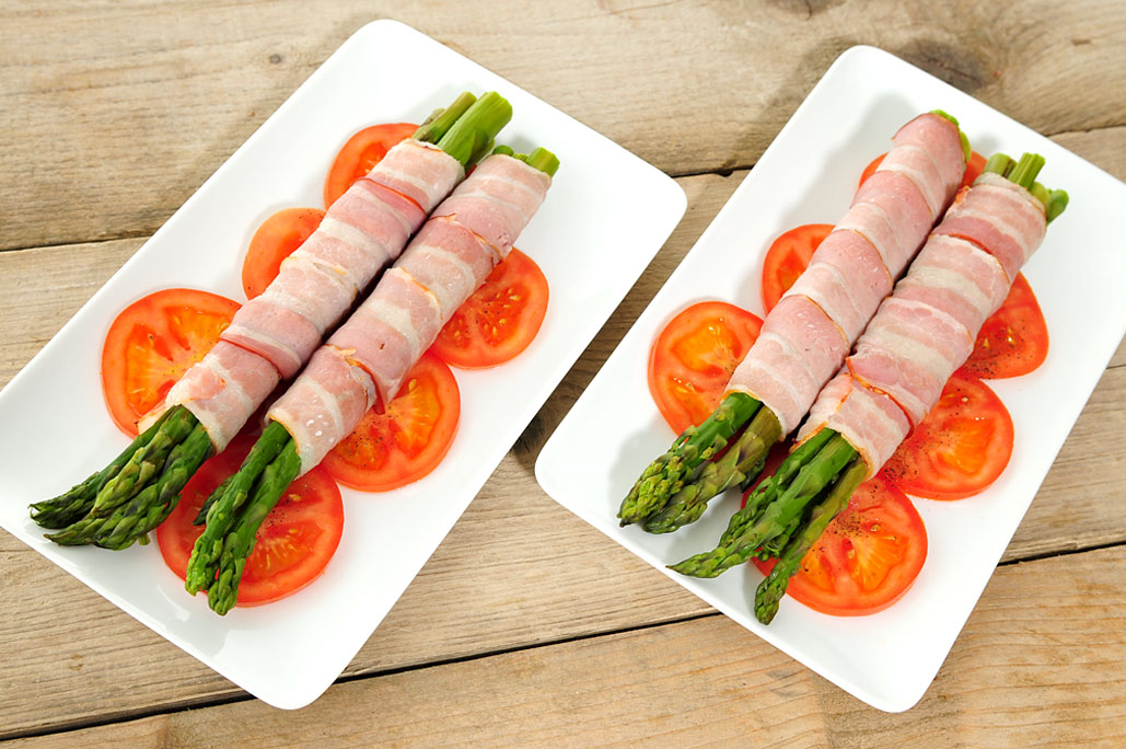 groene asperges met spek