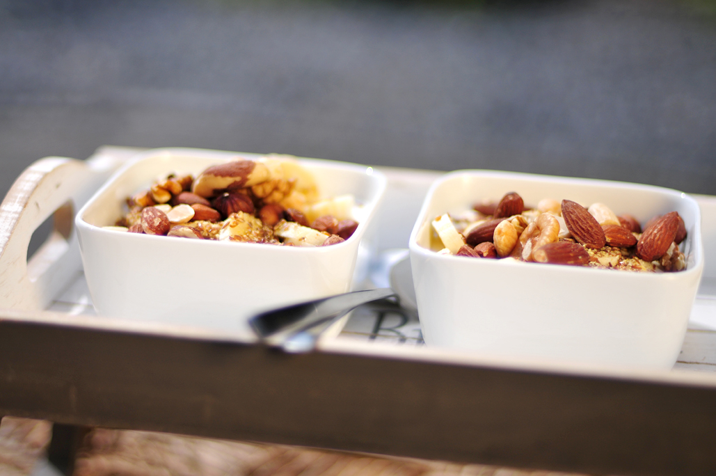 yoghurt met noten en banaan