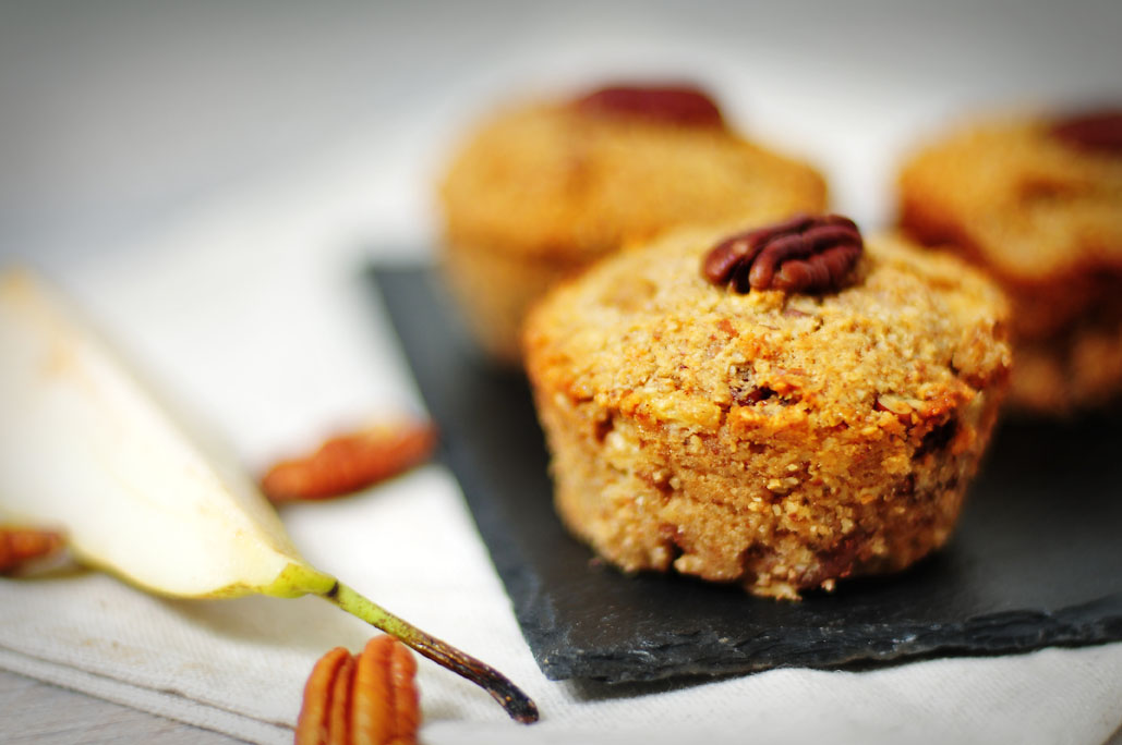 Perenmuffins met pecannoten | muffins van amandelmeel