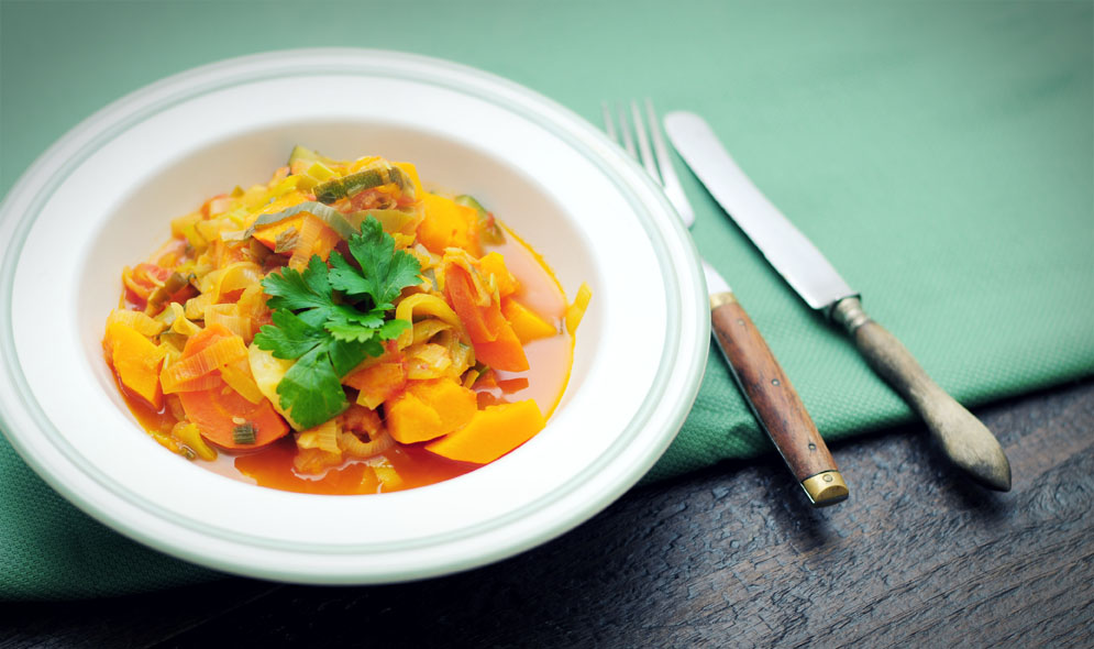 Vegetarische stoofschotel pompoen