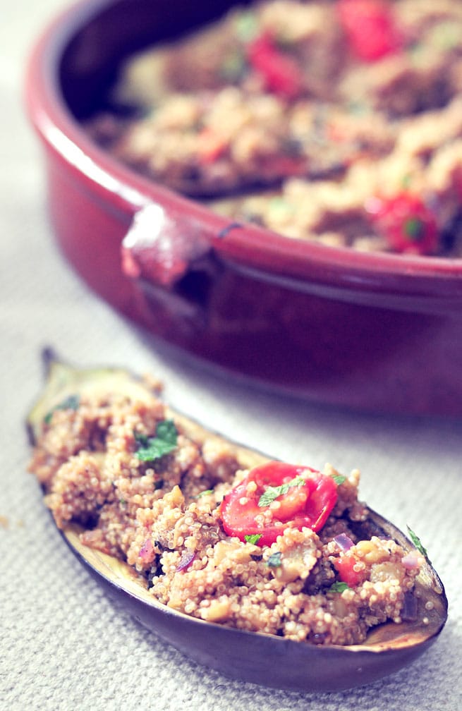 Gevulde aubergine met quinoa