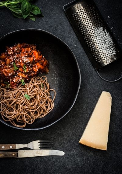 Vegetarische linzen spaghetti