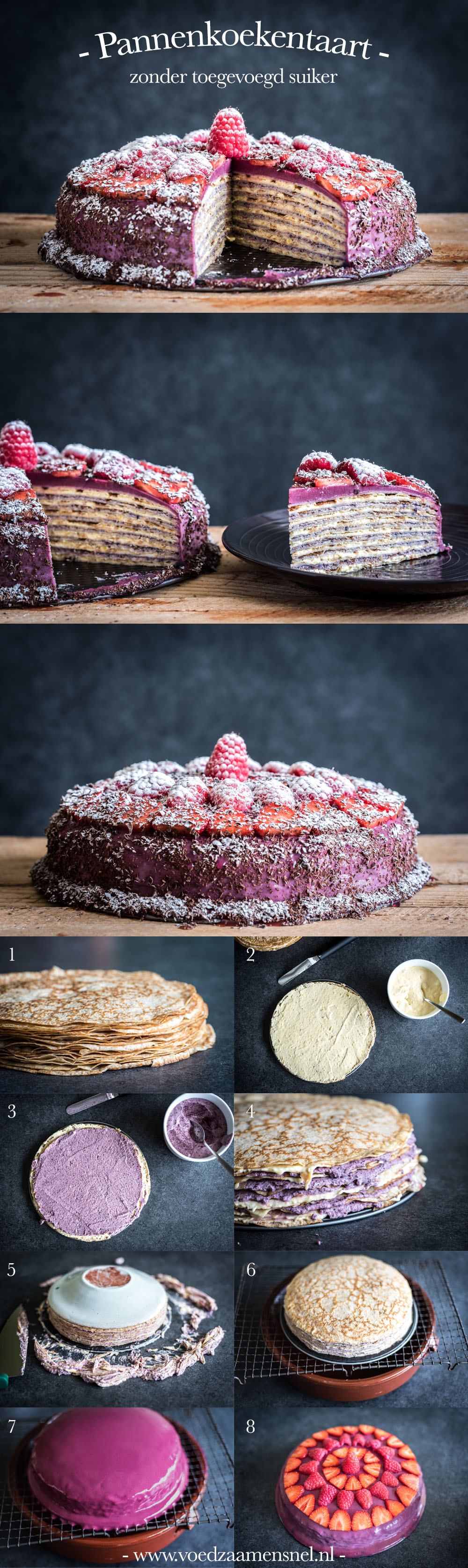 Afbeelding van de pannenkoekentaart voor op Pinterest