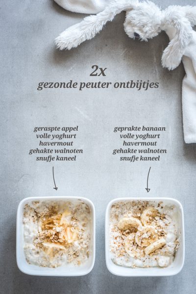 Gezond peuter ontbijt met fruit yoghurt en granen