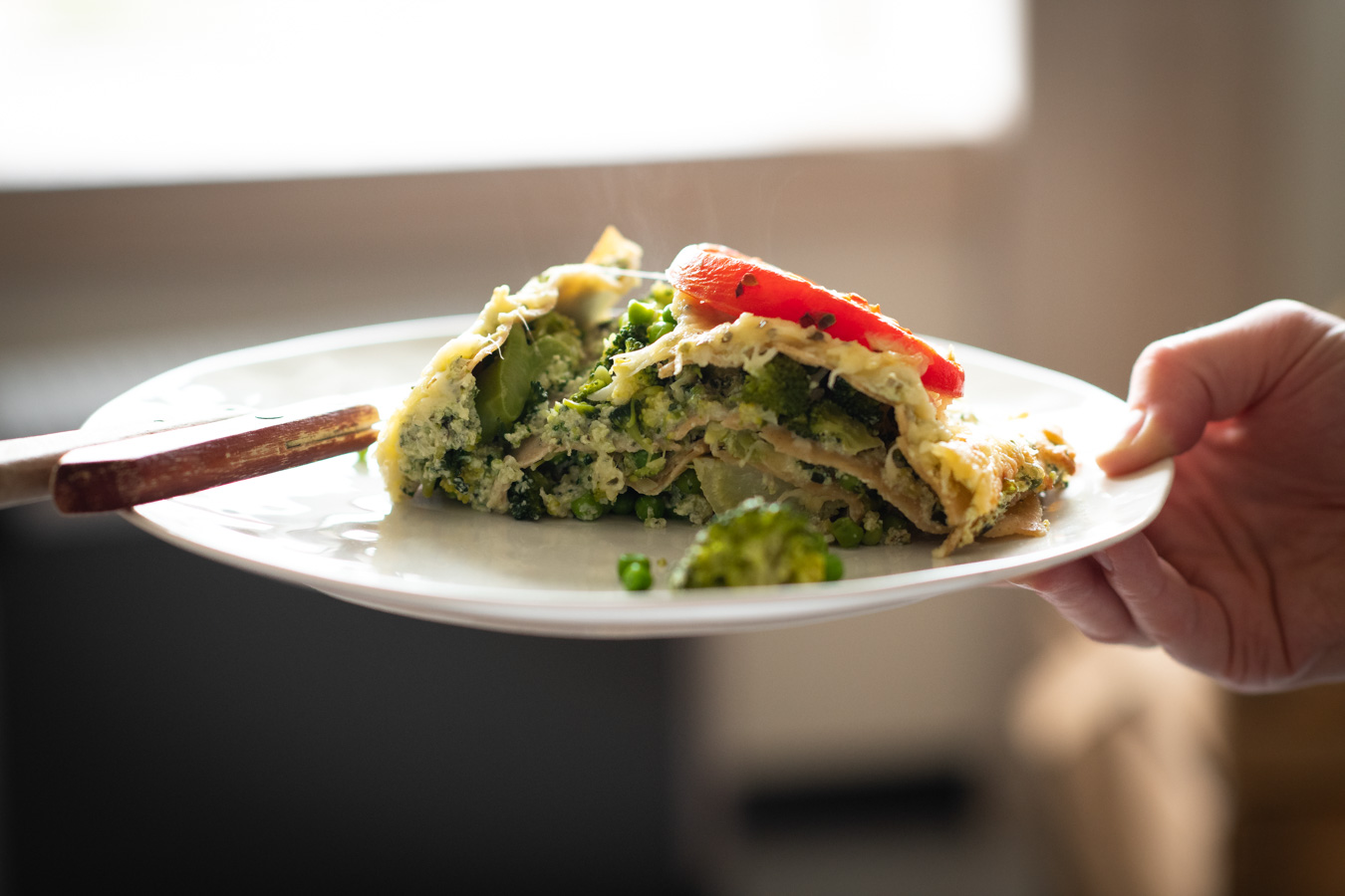 Vegetarische lasagne op een bord