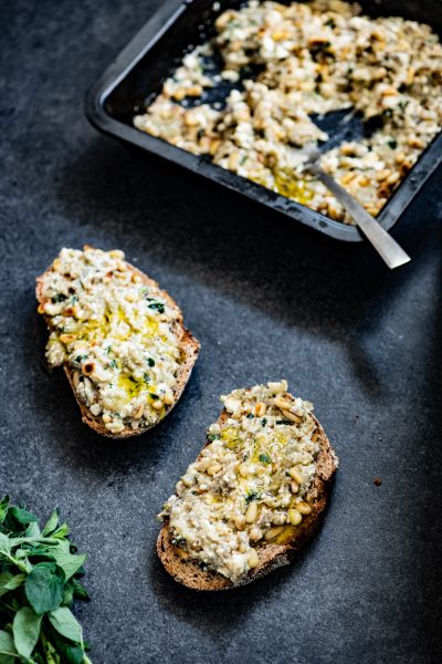 Aubergine spread voor op brood of toast