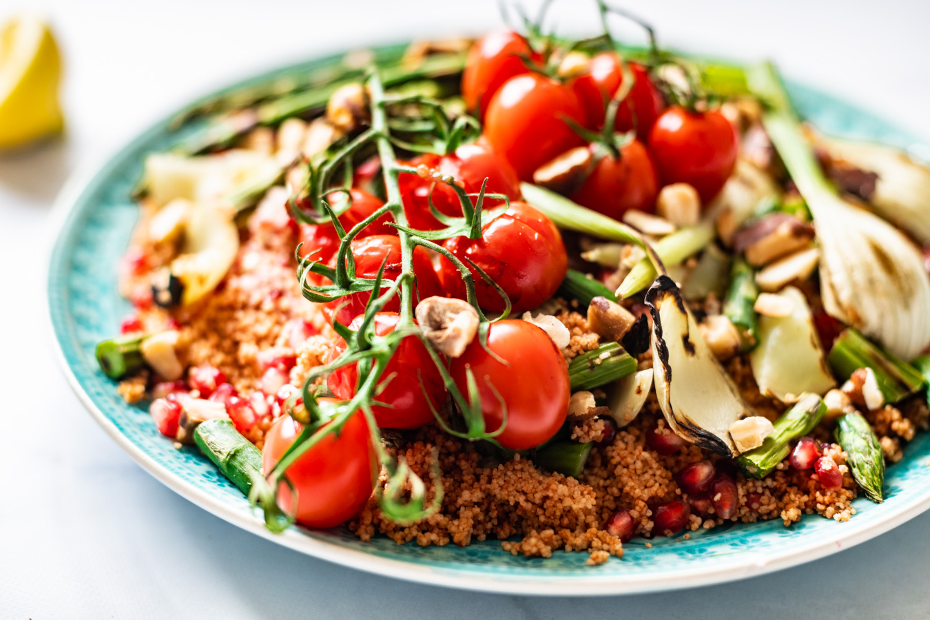 couscous salade met gegrilde groenten van de BBQ