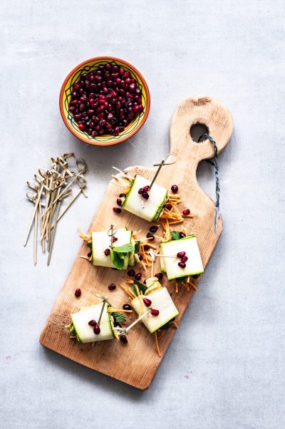 courgette rolletjes met hummus en munt | vegan party snack