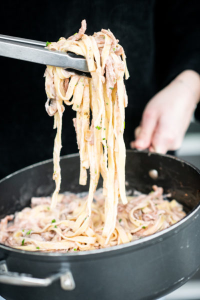 Recept voor vegetarische pasta carbonara