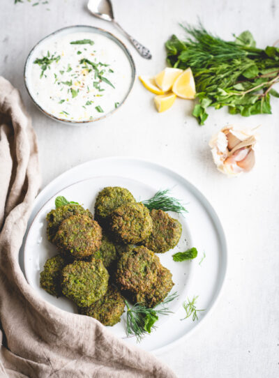 groene falafel met ricottadip